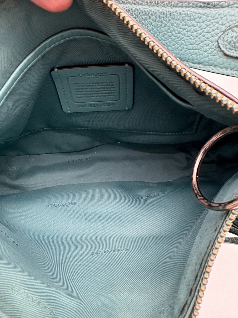 Coach Sutton Teal Pebbled Leather Detachable Crossbody Strap BLEMISH